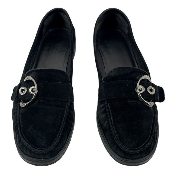 Stuart Weitzman Women’s Black Suede Round Toe Slip-On Platform Loafers Size 9 - Picture 8 of 8